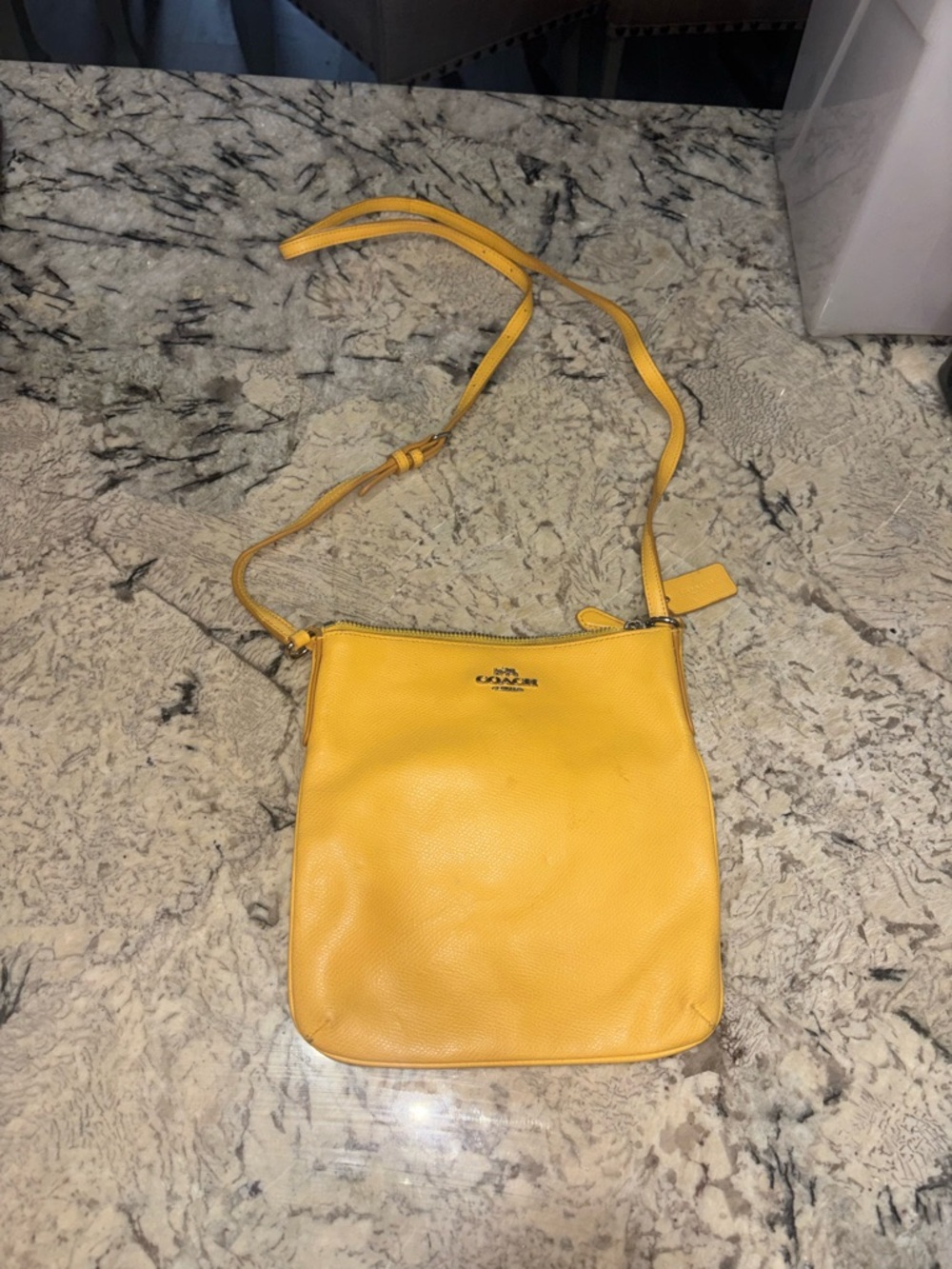 Coach 36063 Yellow Pebbled Leather Slim Crossbody Bag